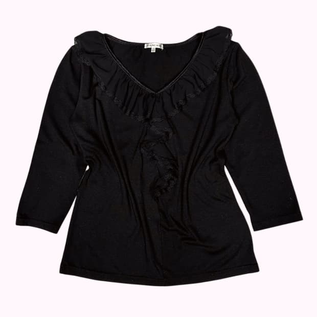 black lace ruffle t-shirt