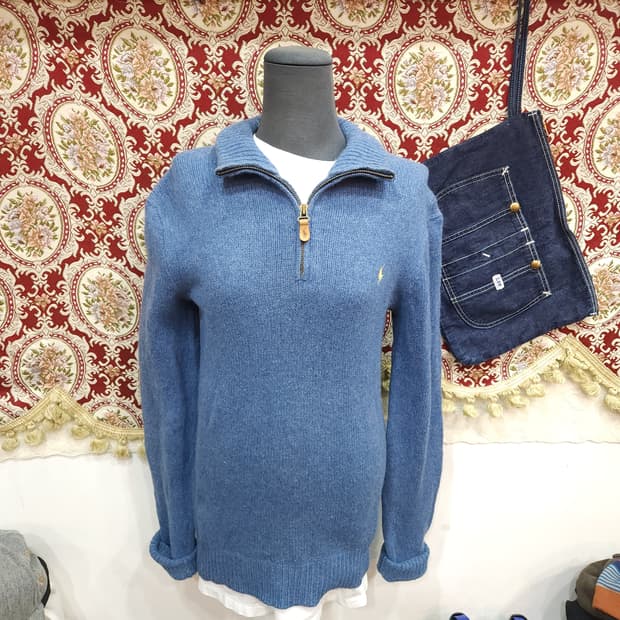 폴로 랄프로렌 울 앙고라 혼방 반집업 니트

