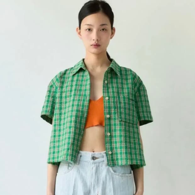 24 S/S 시엔느 체크 반팔 크롭 셔츠