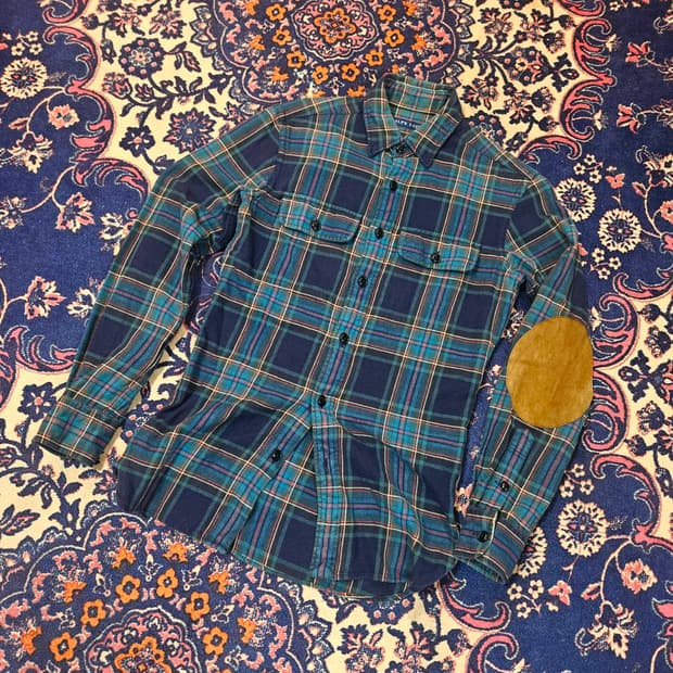 랄프로렌 타탄체크 스웨이드 팔패치 체크 셔츠 