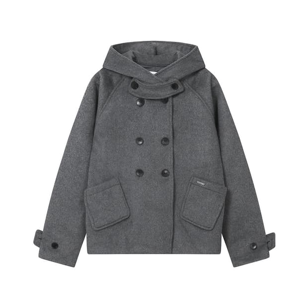 미세키서울 후디 더블 버튼 코트 차콜