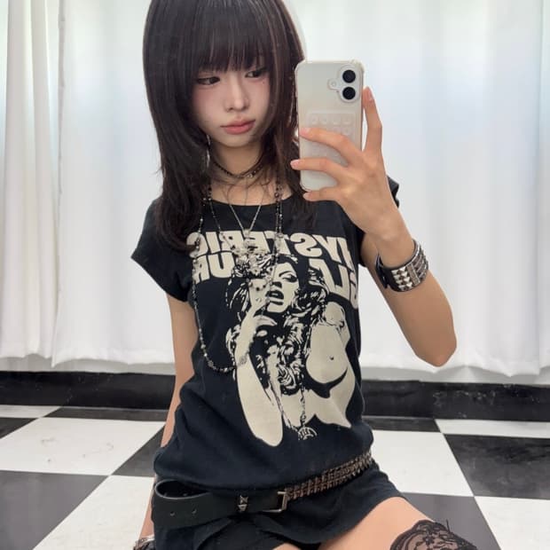 🎸Hysteric Glamour 블랙 프린팅 티셔츠🎸