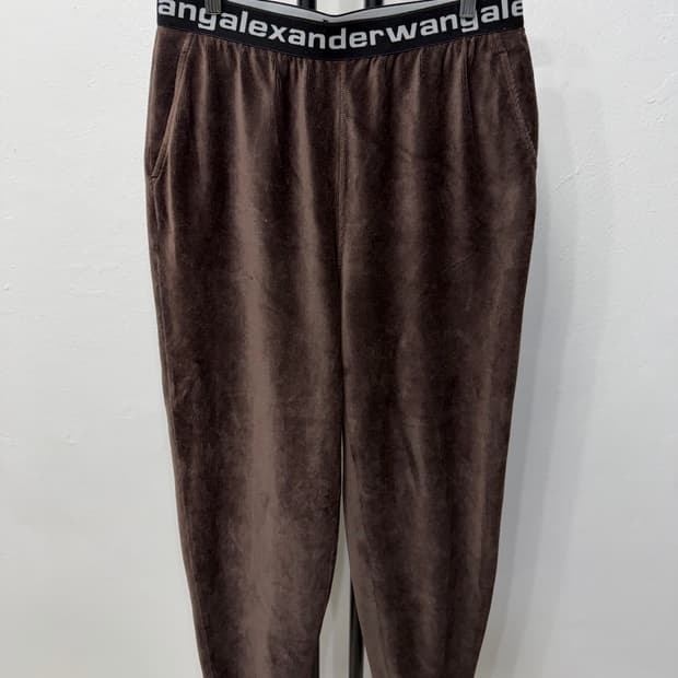 정품) 알렉산더왕 여성 브라운 벨벳 스웻팬츠 M