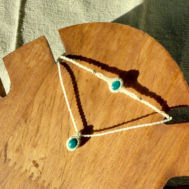 미니 크리소콜라 보헤미안 마크라메 원석 목걸이