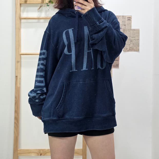 [프립]XL/GAP 갭 인디고 피그먼트 빅로고 후드티