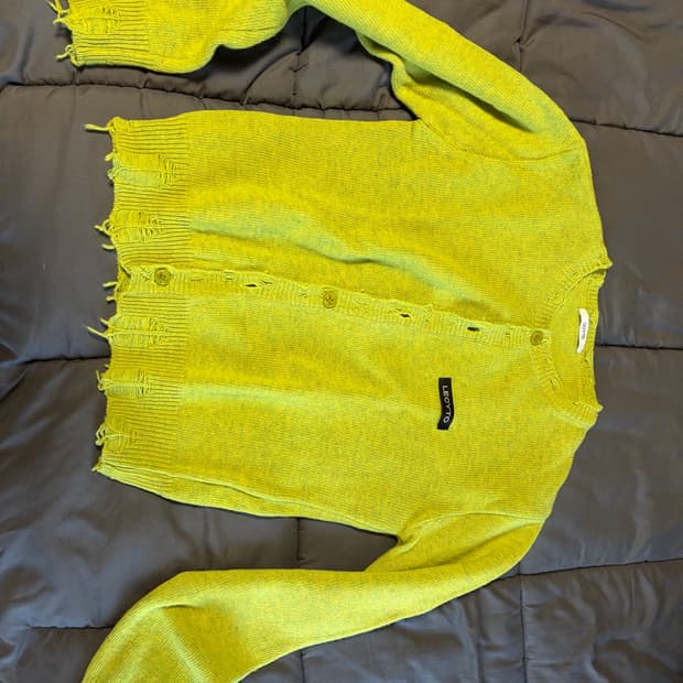 레씨토 Destroyed Round Wool Knit Cardigan