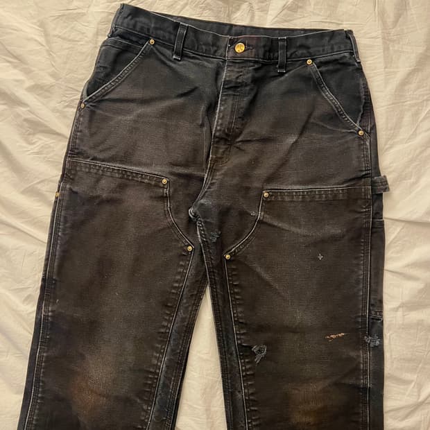 빈티지 칼하트 B01 BLK 더블니 팬츠 썩블니 34