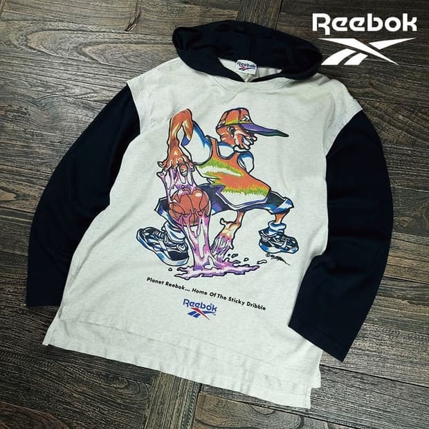 [리복] 90'S 빈티지 그래픽 레이어드 오버핏 후드 긴팔티 M20099