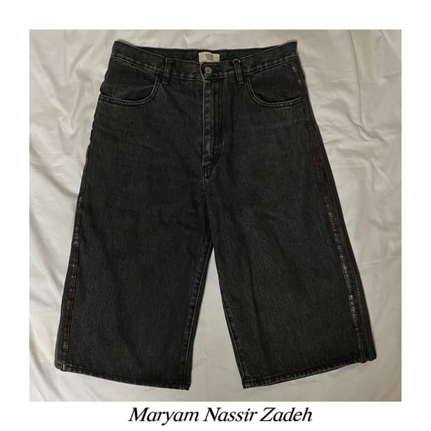 마리암나시르자데 사이드 레더 라인 버뮤다 팬츠 데님 쇼츠 아카이브 슬랙스