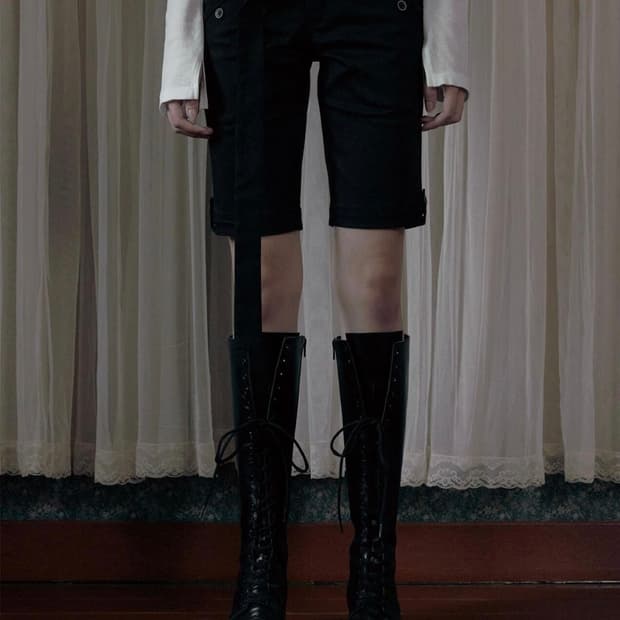(구함) BELTED RIDING HALF PANTS, BLACK-S(1