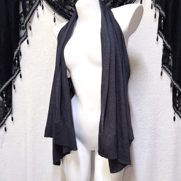 오리엔탈 드레이프 언발 레이어드 조끼 베스트 가디건 로브 페어리그런지