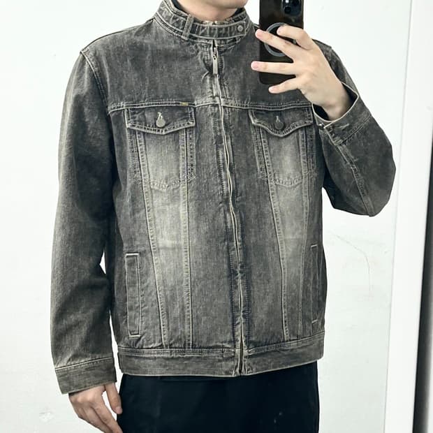 Lee 흑청 데님 바이커 자켓
