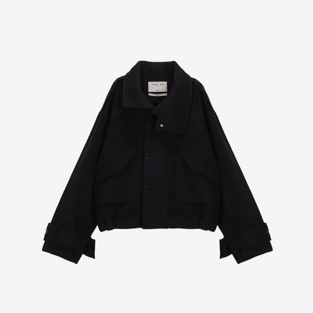 마뗑킴HIGH NECK WOOL BOMBER JUMPER IN BLACK