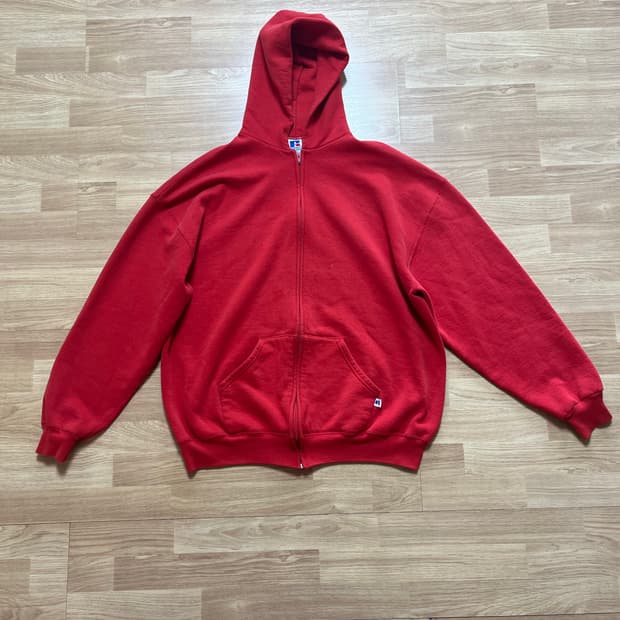 빈티지 USA 러셀 후드집업 XXL 레드