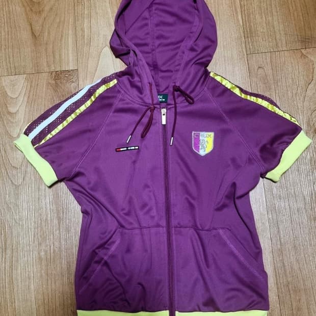 빈티지 보라색 반팔 후드집업 모리걸