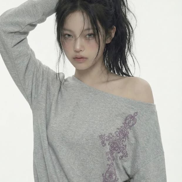 [WOMAN]SIM CROSS원숄더 맨투맨_GRAY