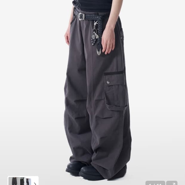 아캄 카고 Knee Pin-tuck Contrast Cargo Pants