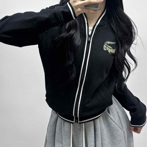 라코스테 빅로고 블랙 스웨트셔츠 바시티 트랙탑 희귀져지