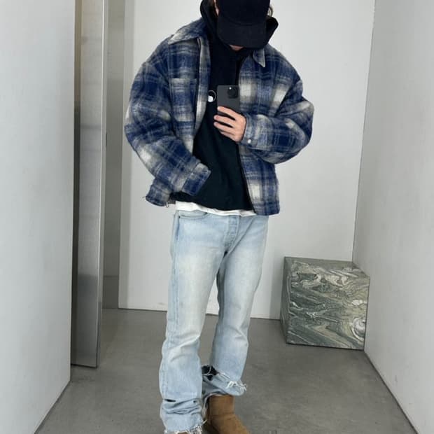 COLE BUXTON 플란넬 오버셔츠 집업 자켓 S