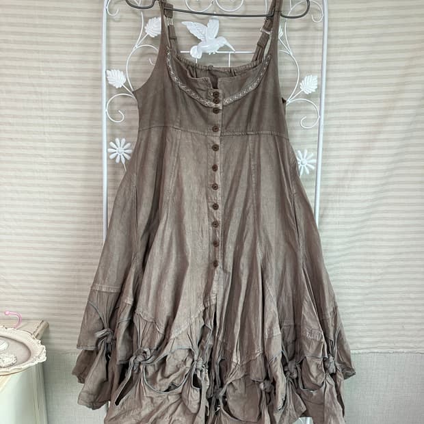 빈티지 브라운 나시 원피스 y2k 스트릿 갸루 펑키 일본빈티지574 fa