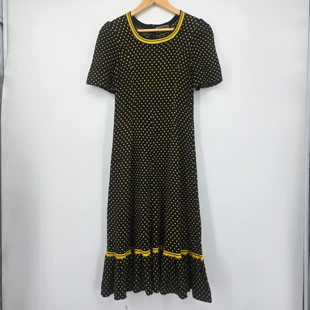 블랙 땡땡이 롱 원피스 옐로우 포인트