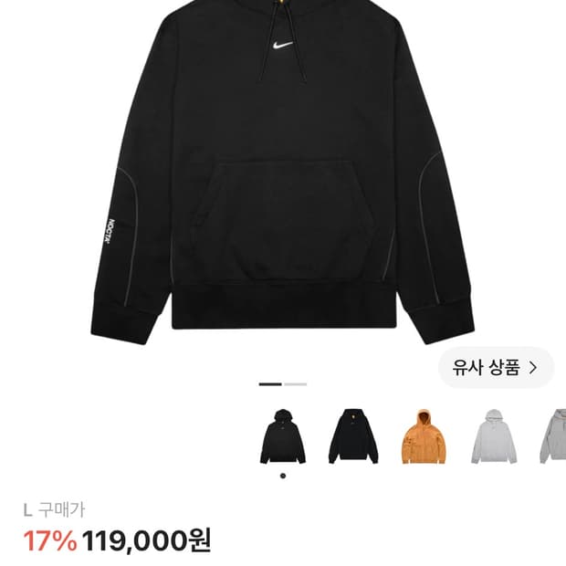 나이키 x 드레이크 녹타 폴리스 후드 블랙 L