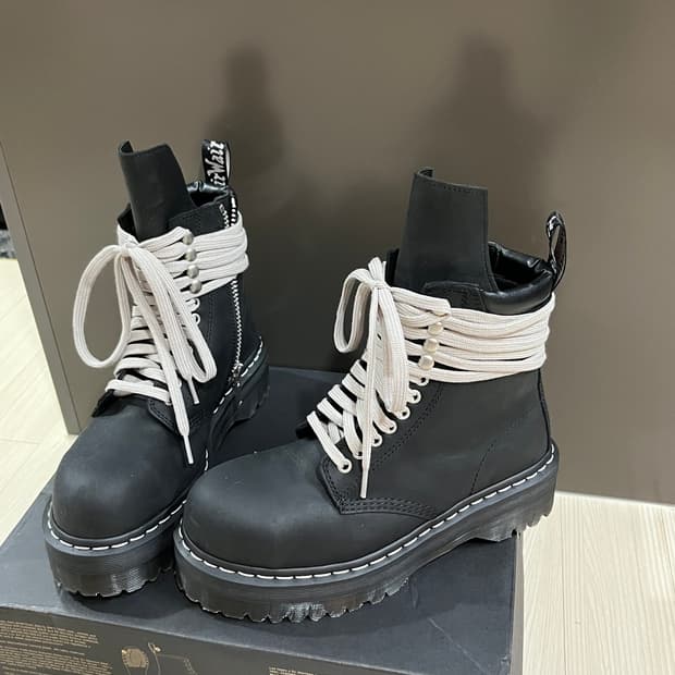 (250) 닥터마틴 릭오웬스 쿼드 솔 스틸 토 부츠 블랙