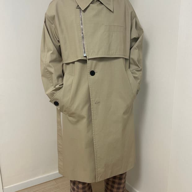 솔리드옴므 더블레이어드 베이지 트렌치 코트 105사이즈