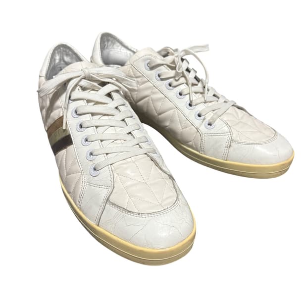 돌체앤가바나 화이트 레더 플랫 스니커즈 10.5 280-285