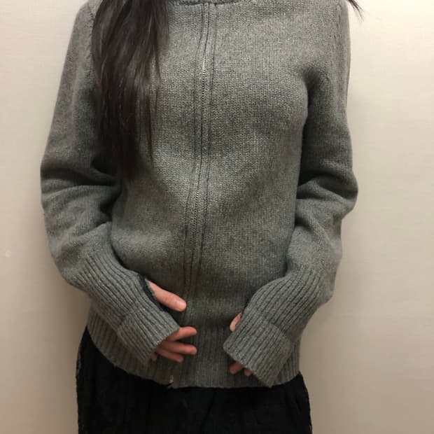 빈티지 그레이 하이넥 니트 집업
