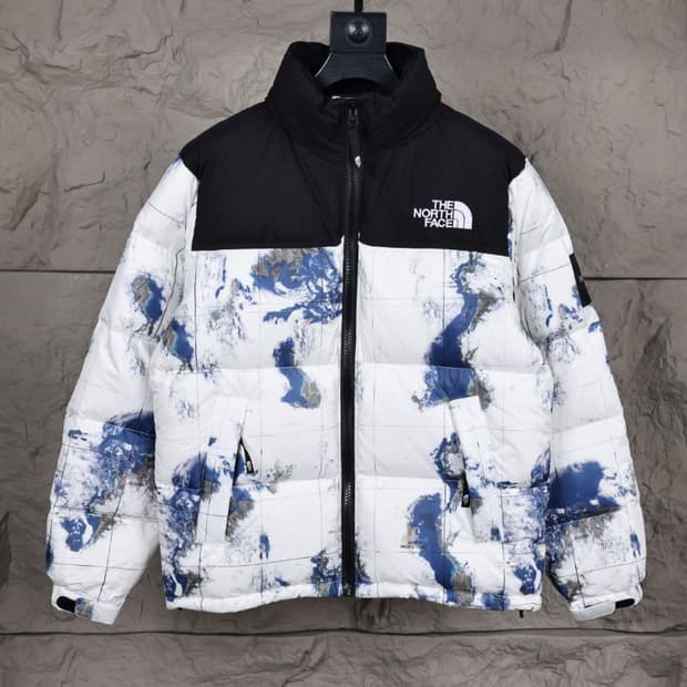 The North Face 레터링 로고 패턴 차이나 칼라 방수 다운 재킷