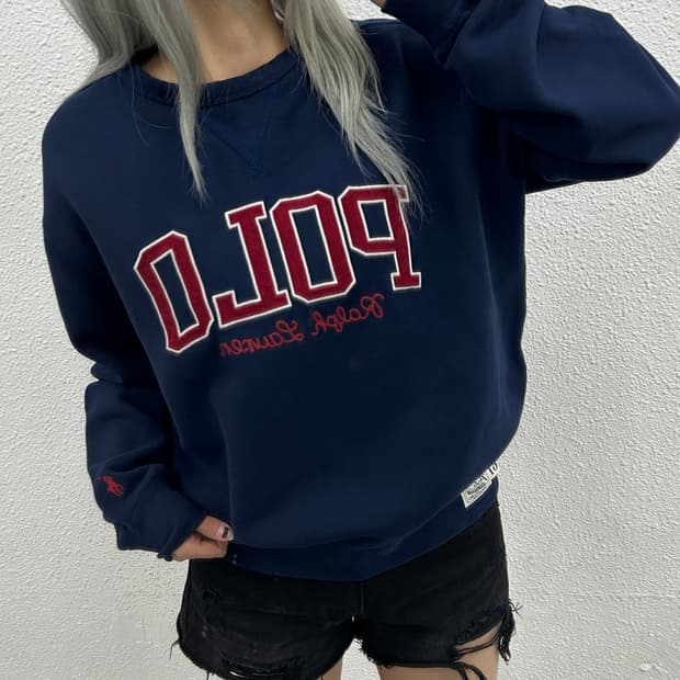 폴로 랄프로렌 센터로고 네이비 맨투맨 M