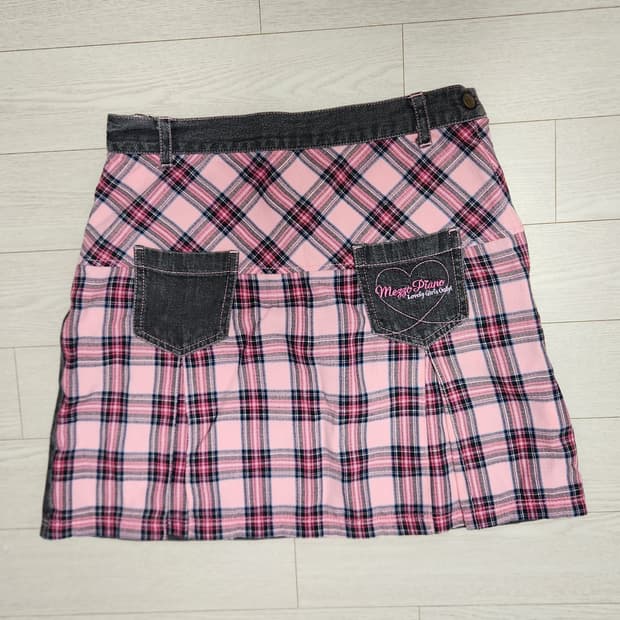 메조피아노 갸루 하트포켓 체크 스커트