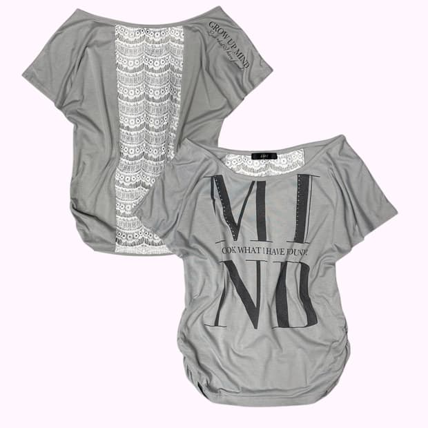 back lace shirring t-shirt