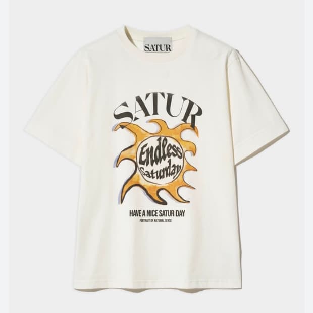 세터(SATUR) 썬 레트로 그래픽 반팔 티셔츠 - 레트로 아이보리 