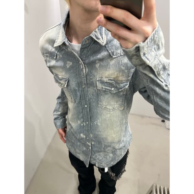 버커루 블리치워싱 대님셔츠 r4330