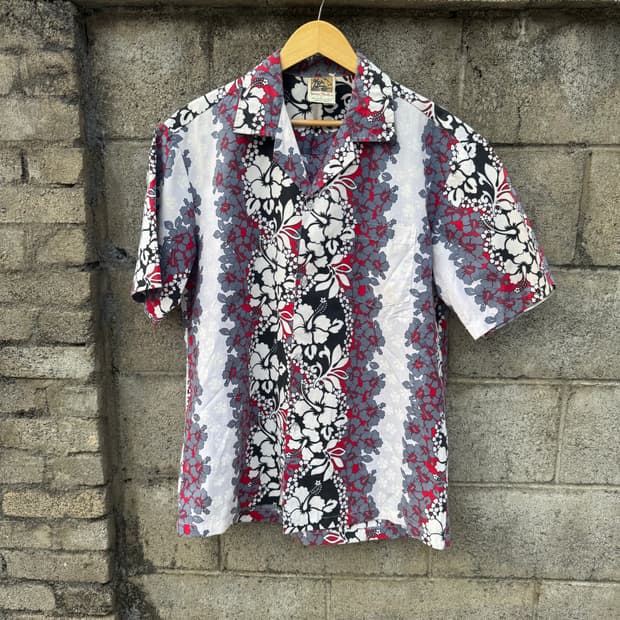 90s winnie fashion 빈티지 플라워 프린팅 하와이안 셔츠 L