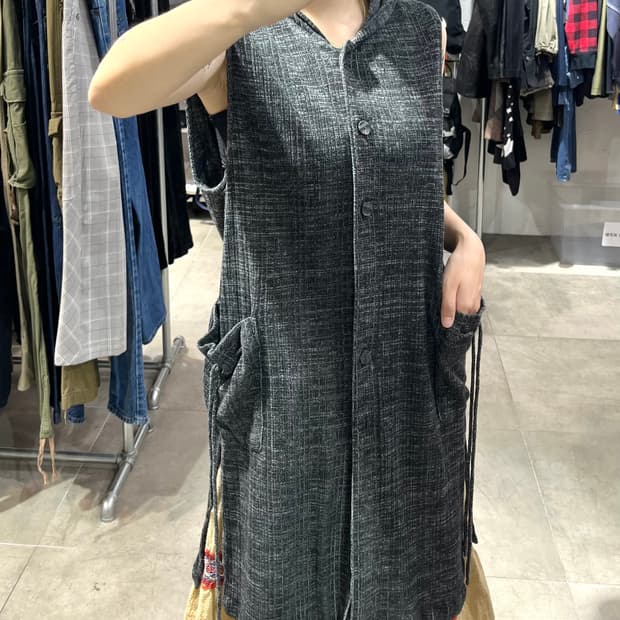 일본 빈티지 포켓 후드 롱 가디건