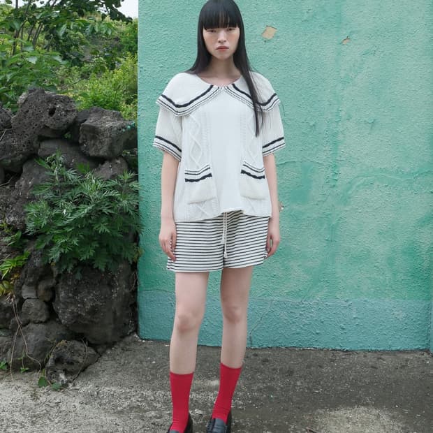 [ 새 상품 ] fletta(플레타) 세일러 카라 케이블 니트 가디건