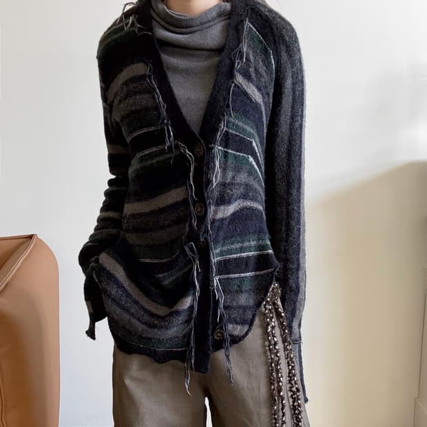 Perverze Stripe Knit Cardigan