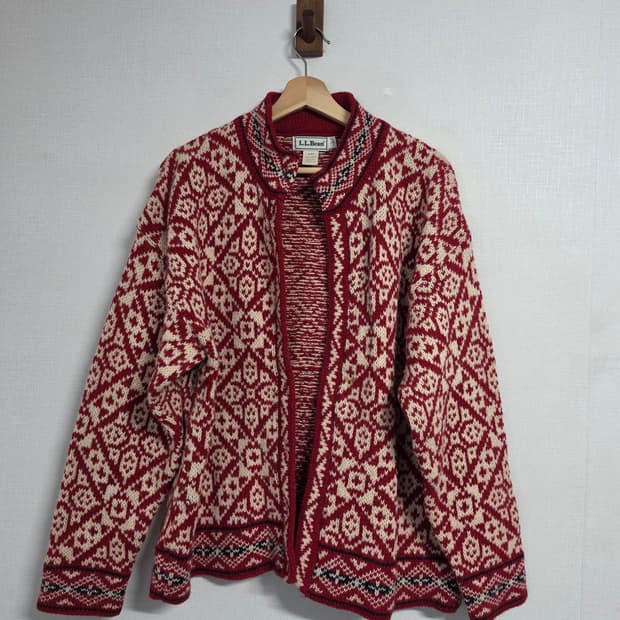 80-90년대 미국 생산 엘엘빈 노르딕 니트 가디건 L