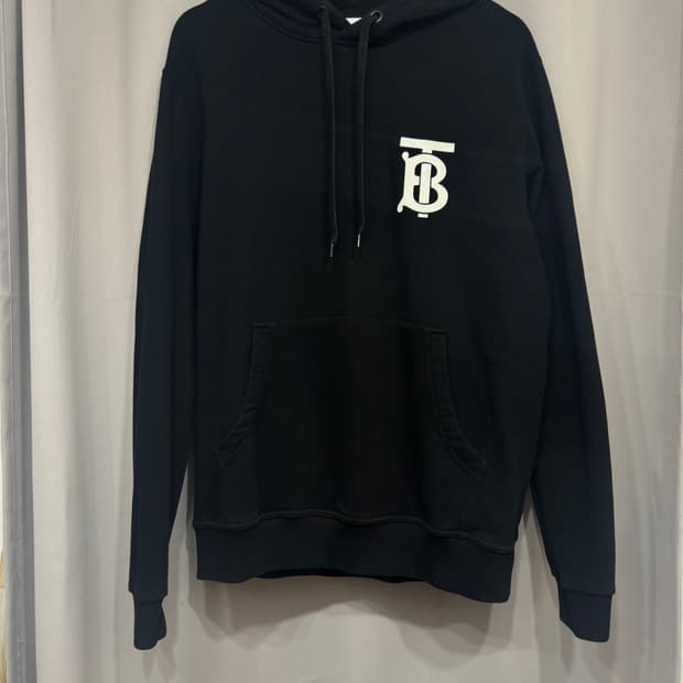  버버리 TB 로고 블랙 후드티 티셔츠 