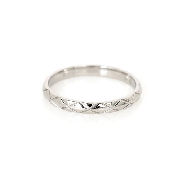 샤넬 마틀라세 코코크러쉬 반지 화이트골드 퀼팅 링 58호