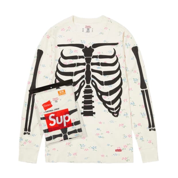 슈프림 헤인즈 본즈 써멀 크루 플로랄