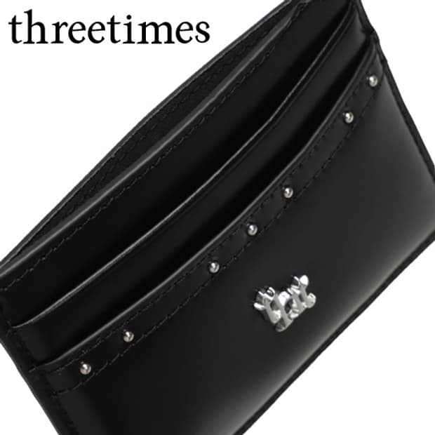 [정품] THREETIMES 쓰리타임즈 클래식 스터드 소가죽 카드지갑