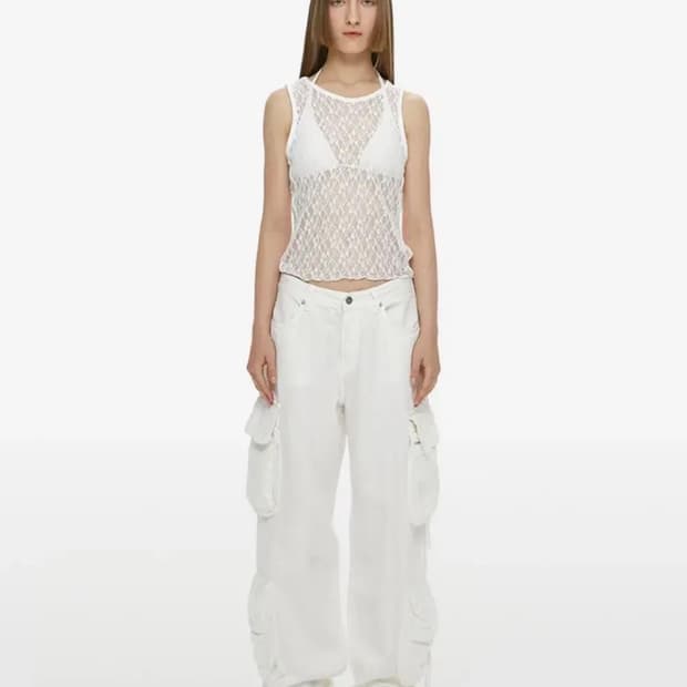 모어댄파라다이스 LINEN CARGO DENIM WHITE 1사이즈