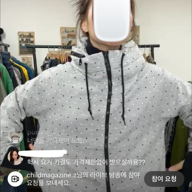 차일드매거진 일본빈티지 도트 하이넥 워머 후드 