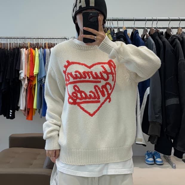 휴먼메이드 로우 게이지 니트