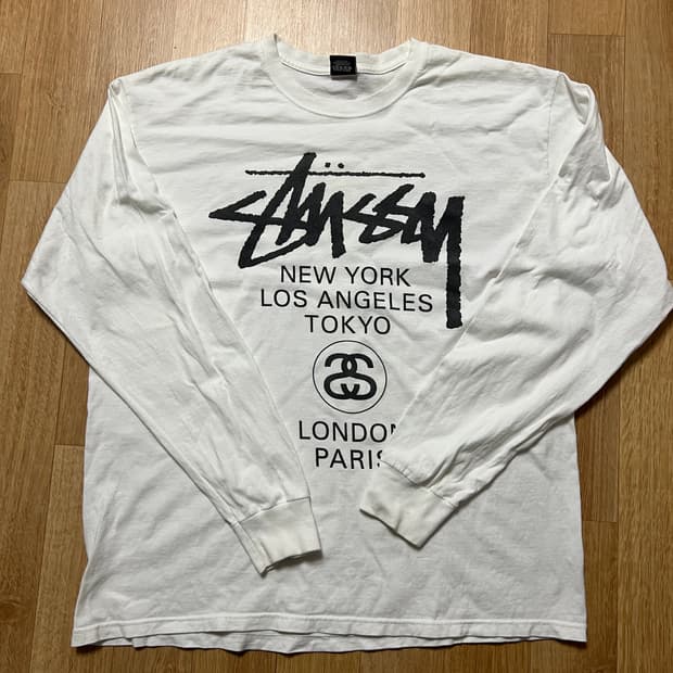 [XL] 스투시 월드투어 롱슬리브 화이트