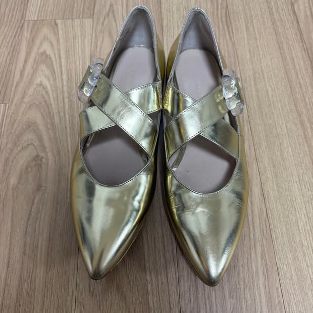 시몬로샤 골드 메리제인 플랫슈즈